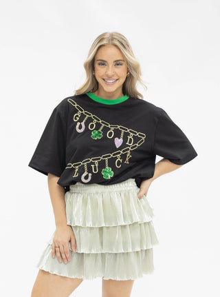 Good Luch Charms on Black Top: Black