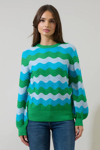 Elenor Wavy Striped Knit Sweater