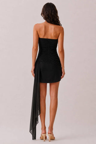 ONE SIDE DRAPE ALL OVER RUCHED TUBE MINI DRESS: PURPLE MAGIC