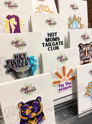 GAME DAY STICKER - Bows and Boots - Purple & Yellow