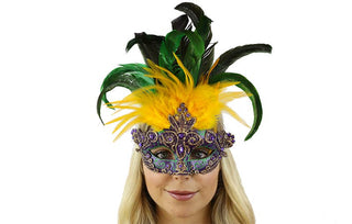 Mardi Gras Lace Feather Mask