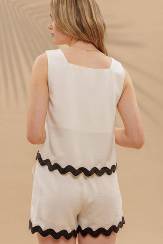 Abigail set CONTRAST WAVY HEM SLEEVELESS TOP & SHORT SET