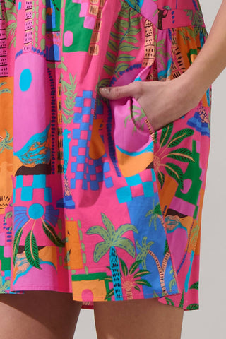 Sugarlips Lanus City Jerome Shift Mini Dress: FUCHSIA-MULT