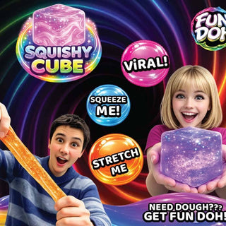 Fun Doh Squish & Squeeze Sparkle Cube Fidget Toy