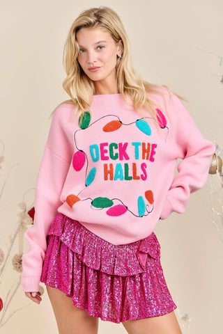 Deck The Halls Holiday Knit Sweater  Ready to Ship Christmas