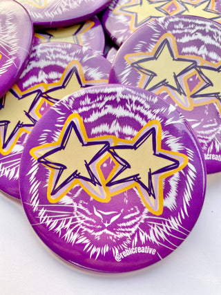 *All Star - Tiger - Purple & Yellow - Game Day Button