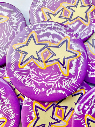 *All Star - Tiger - Purple & Yellow - Game Day Button