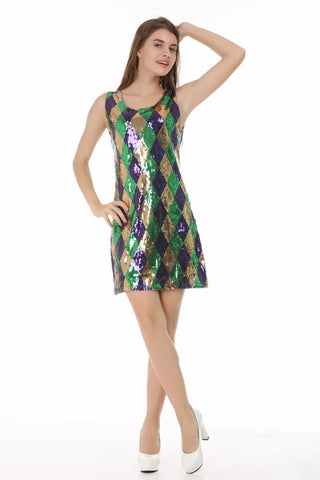 Mardi Gras Sequins Dress: