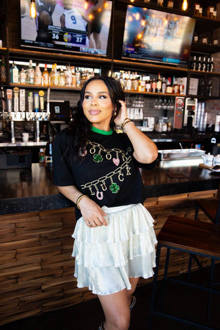 Good Luch Charms on Black Top: Black