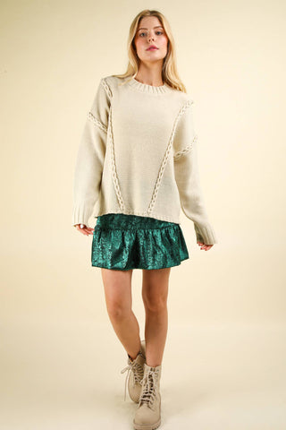 Shiny Woven Flare A-Line Holiday Mini Skirt: GREEN