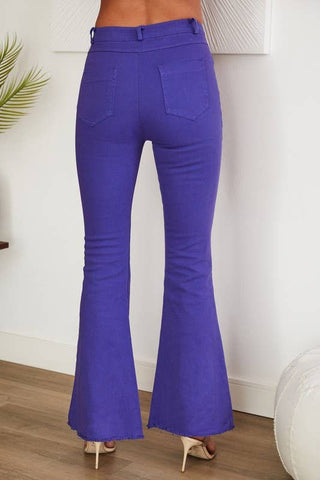 RAW HEM TWILL DENIM FLARE BELL PANTS (MY12070): Violet