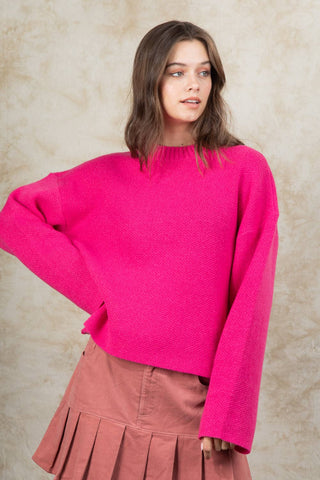 PLUS SIZE Oversized Sweater Top: HOT PINK