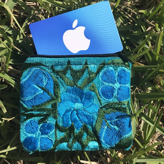 Mexican Floral Emboirdered Zippered Coin Purses: Multi-Colored