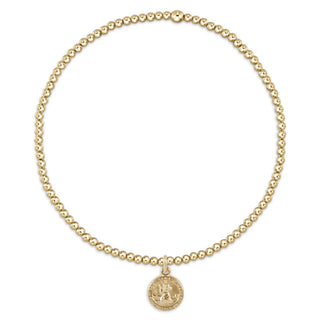 classic gold 2mm bead bracelet - protection small gold disc