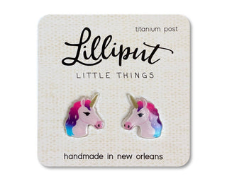 Lilliput Rainbow Unicorn Earrings: Pink