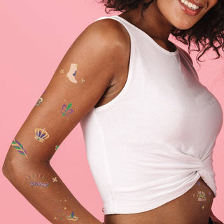 MARDI GRAS SPARKLE metallic temporary tattoo pack