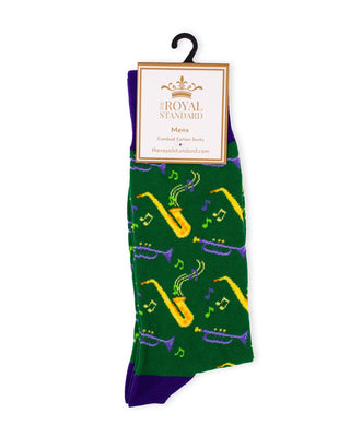 Men's Jazz Krewe Socks   Purple/Green/Yellow   One Size