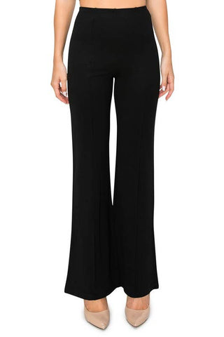 Solid color formal dressy pants with seam front slim looking: Black