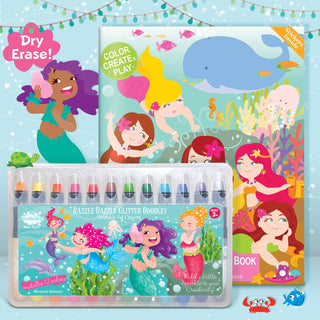 The Piggy Story - Glitter Mermaid Dry Erase Coloring Gift Set
