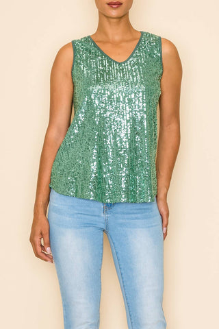 ELM Green Sequin Tank Top