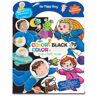 The Piggy Story - Color on Black, Color on White 2-in-1 Tote Space Adventure