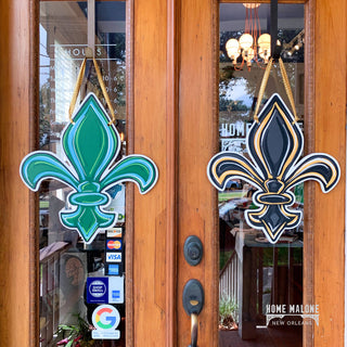 Reversible Tulane & Saints Fleur De Lis Door Hanger