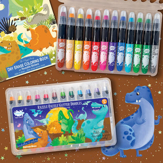 The Piggy Story - Dinosaur World Glitter Doodle Gel Crayons