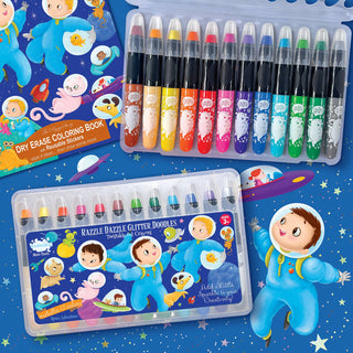 The Piggy Story - Space Adventure Glitter Doodle Gel Crayons