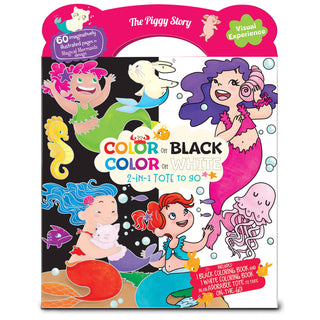 The Piggy Story - Color on Black, Color on White 2-in-1 Tote Magical Mermaids
